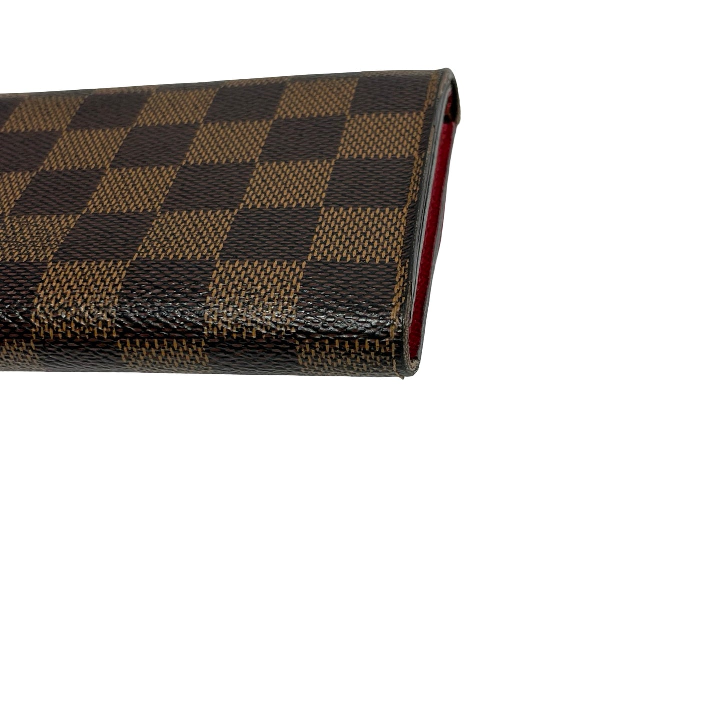 Used LOUIS VUITTON Damier Ebene Portefeuille Emilie Long wallet Brown Red