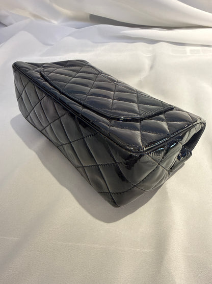 Used Chanel Quilted Patent Leather Classic Flap Mini Chain Shoulder Bag Black PHW