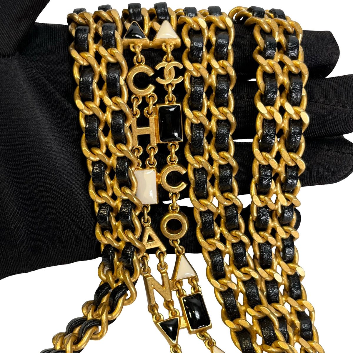CHANEL Quilted Lambskin Mini Rectangular Flap Chain Shoulder Bag Black Gold