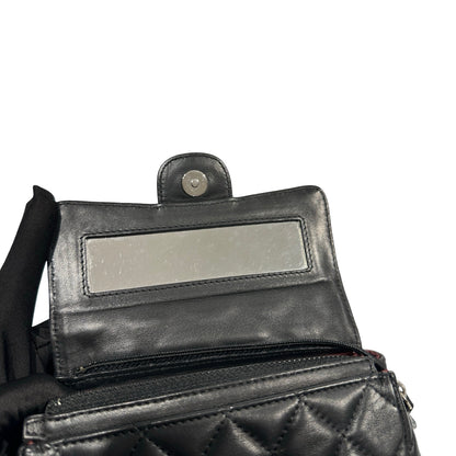 Used CHANEL Matelasse Lambskin Matelasse Pouch Black Burgundy