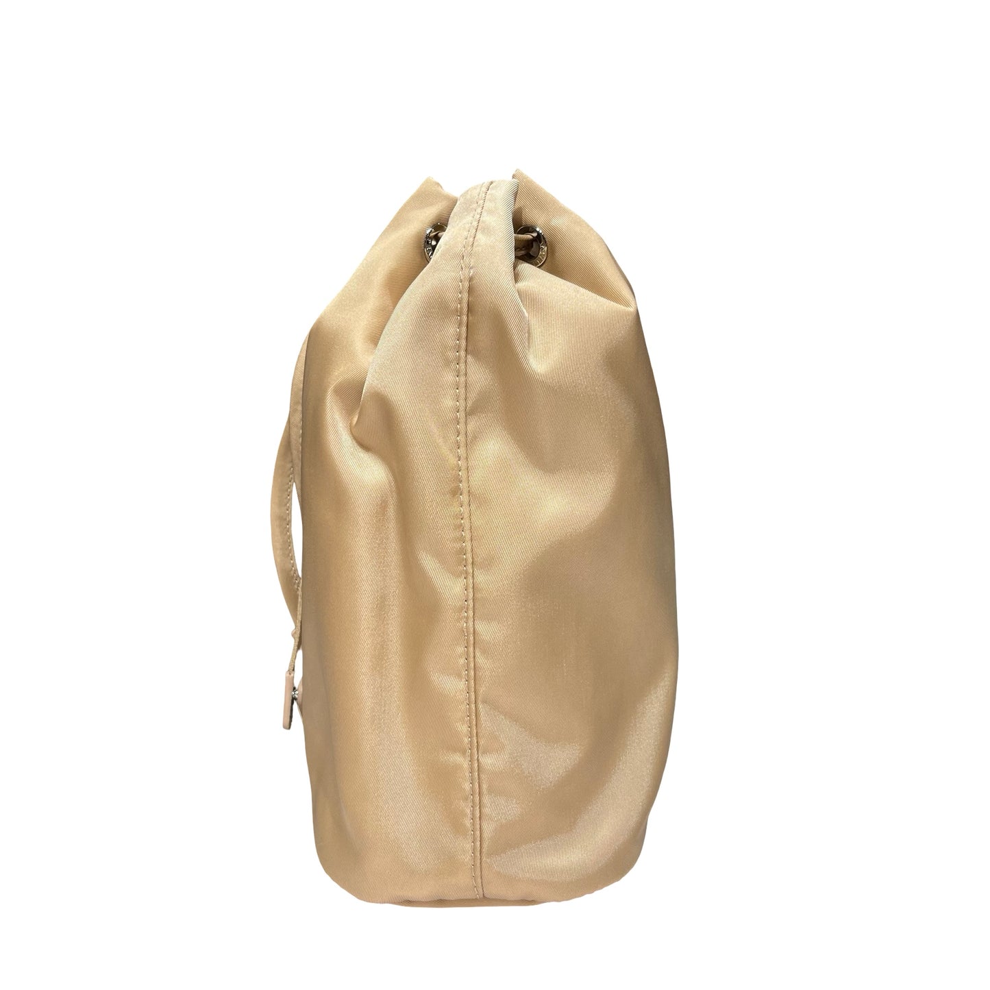 Prada Nylon Bucket Bag Beige with Silver Hardware