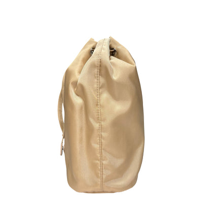 Prada Nylon Bucket Bag Beige with Silver Hardware