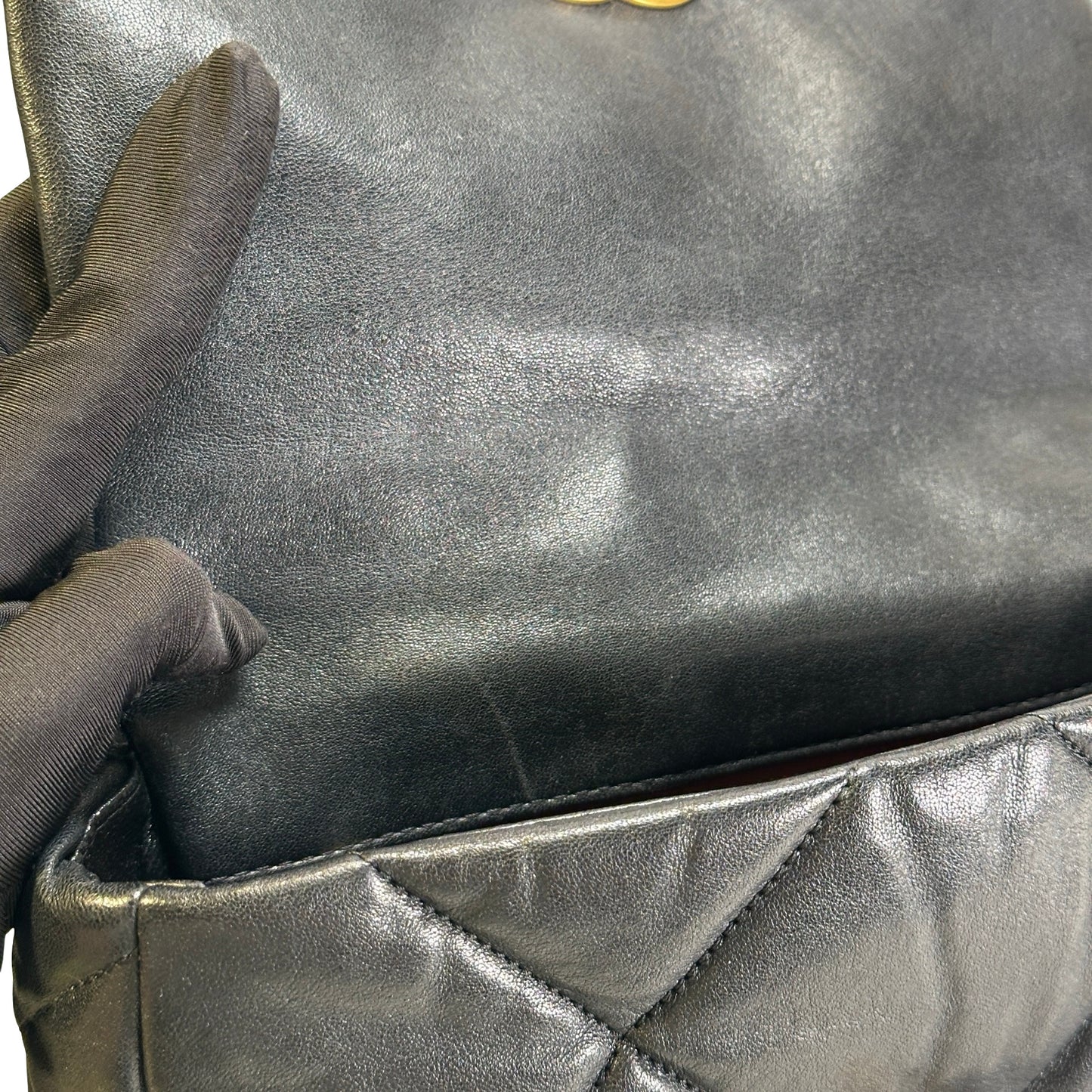Used CHANEL Quilted Lambskin 19 Bag Shoulder Bag Black GHW