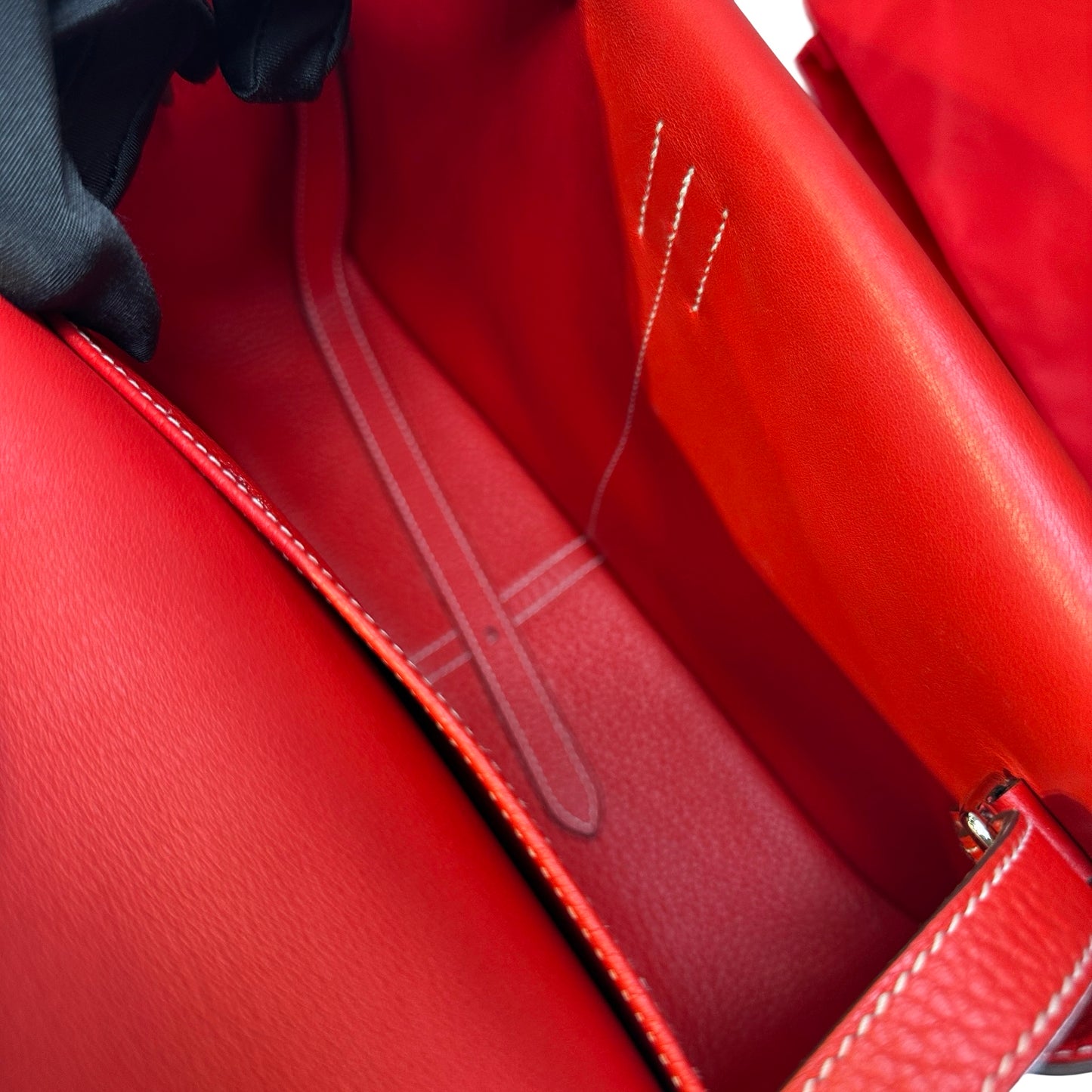 Used HERMES Clemence Halzan Shoulder Bag Red