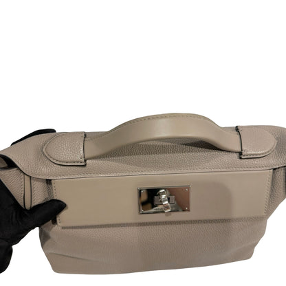 Used HERMES Taurillon Maurice Veau Swift 24/24 Handbag Gris Asphalte Gris