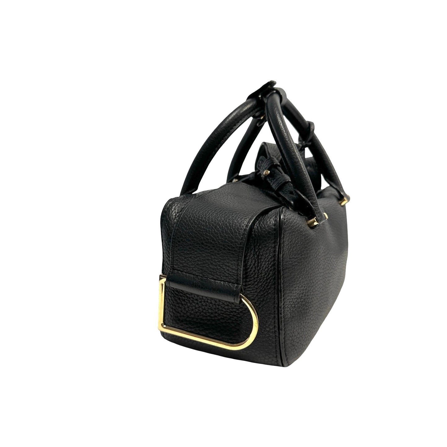 Used DELVAUX Leather Cool Box Handbag Black