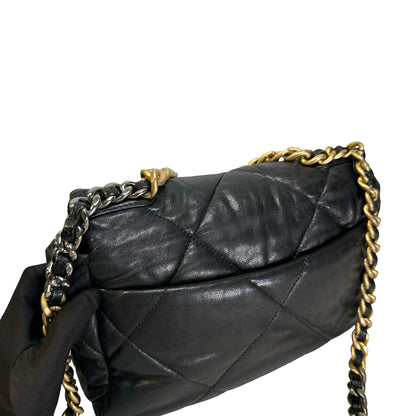 Used CHANEL Quilted Lambskin 19 Bag Shoulder Bag Black GHW