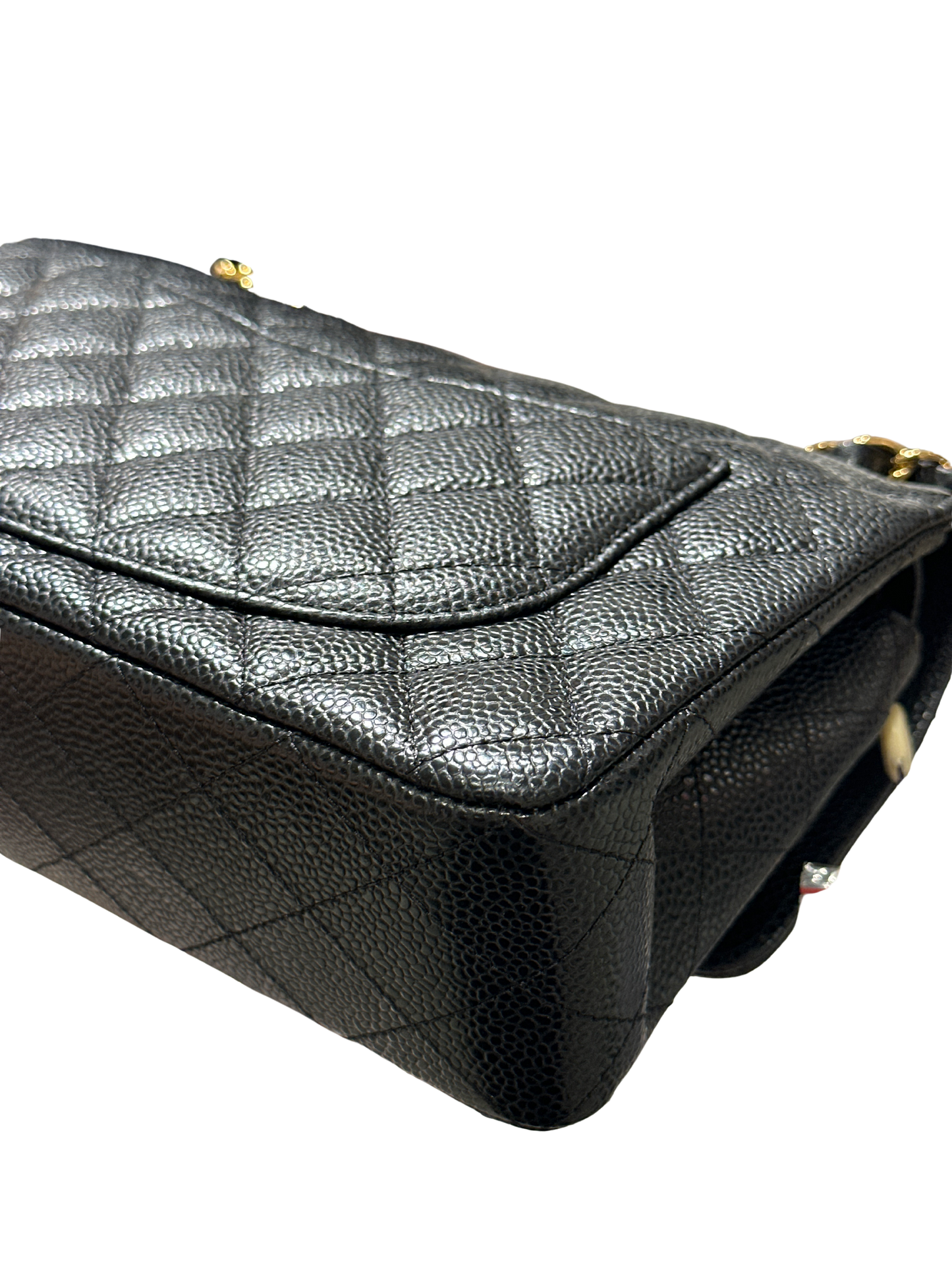 CHANEL Caviar Quilted CF23 Shoulder Bag Black Gold