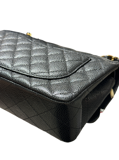 CHANEL Caviar Quilted CF23 Shoulder Bag Black Gold