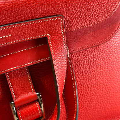 Used HERMES Clemence Halzan Shoulder Bag Red