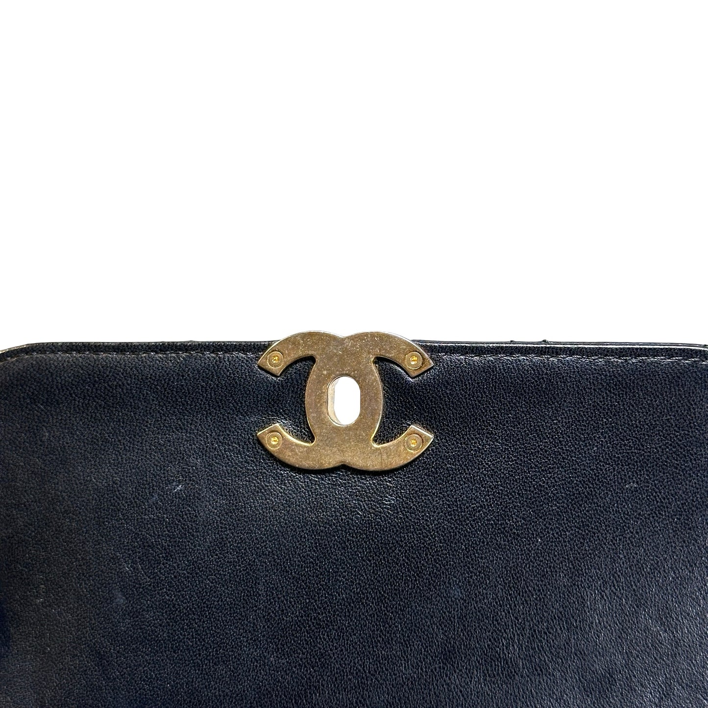 Used CHANEL Lambskin Chain Infinity Top Handle Bag Cross body bag Black GHW