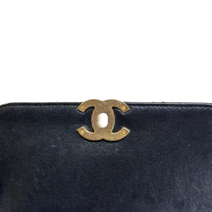 Used CHANEL Lambskin Chain Infinity Top Handle Bag Cross body bag Black GHW