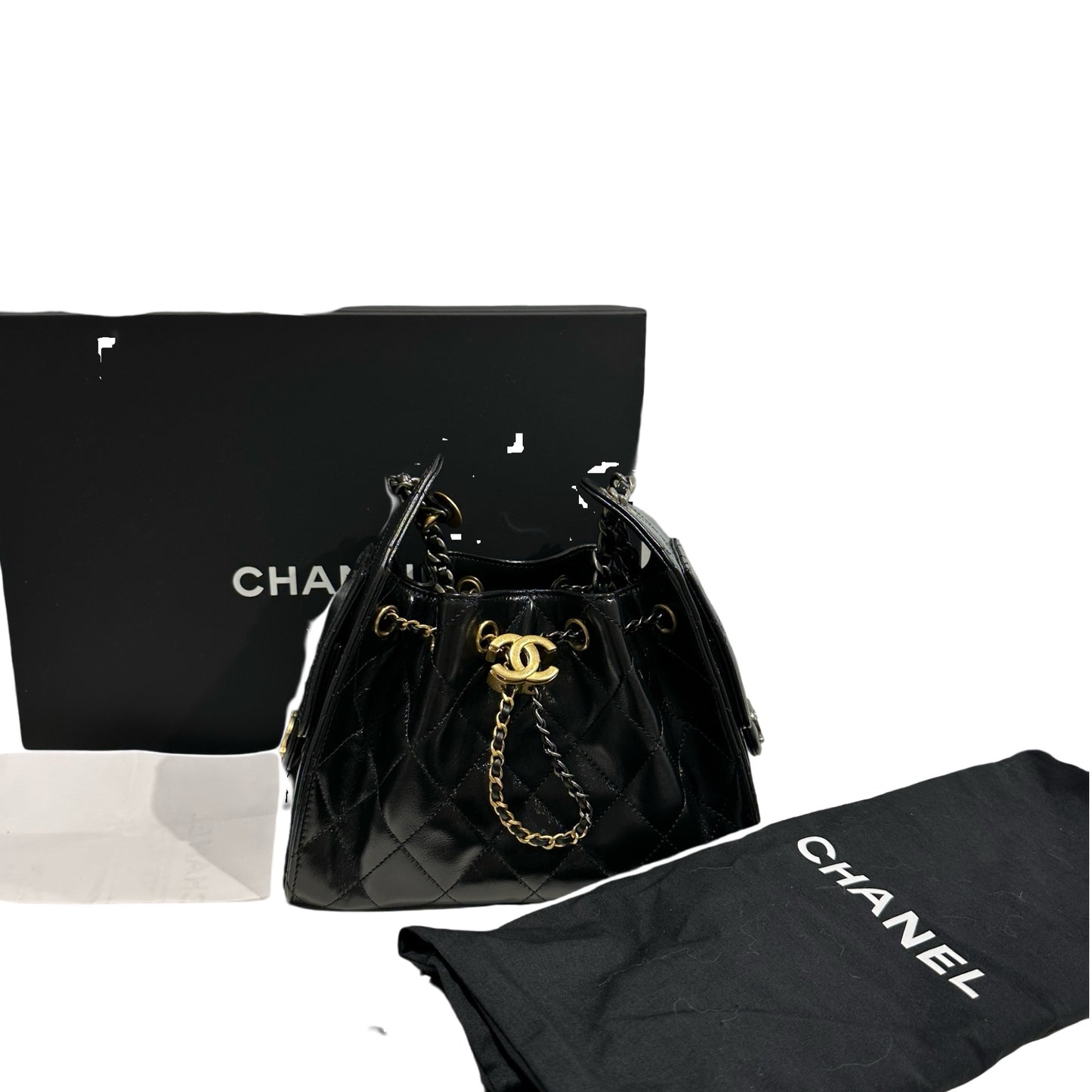 Used CHANEL Quilted Calfskin Chanel 22 Shoulder Bag Black