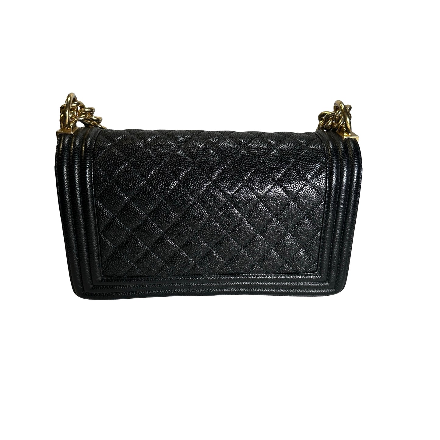 Used CHANEL Caviar Quilted Boy Chain Shoulder Bag Black