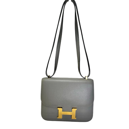 HERMES Epsom Mini Constance Shoulder Bag Grey GHW