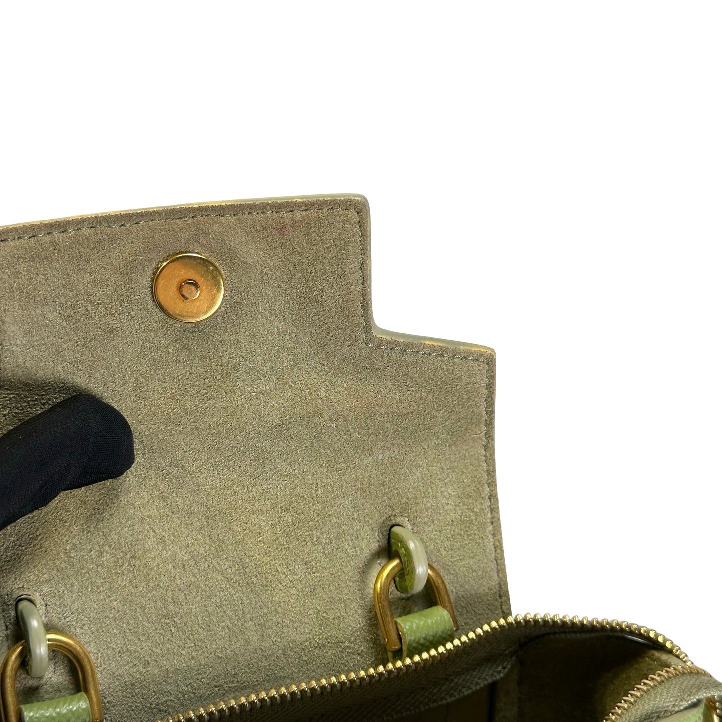 Used CELINE Grained Calfskin Pico Belt Bag Handbag Light Green