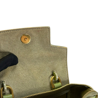 Used CELINE Grained Calfskin Pico Belt Bag Handbag Light Green