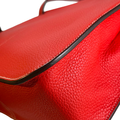 Used HERMES Clemence Halzan Shoulder Bag Red