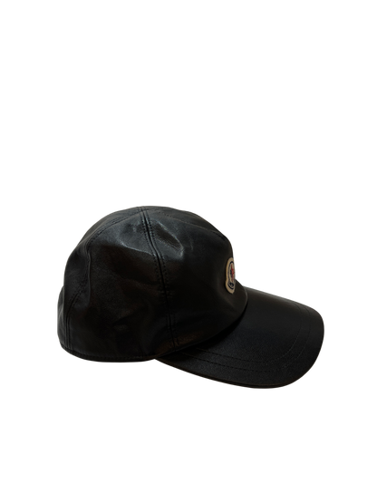 Used Moncler Calfskin Leather Hat Hat Black