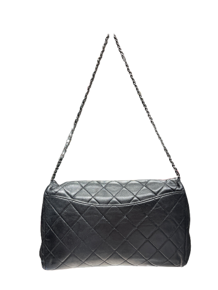 Chanel Lambskin Classic Flap Shoulder Bag Black with Silver Hardware [3001708]