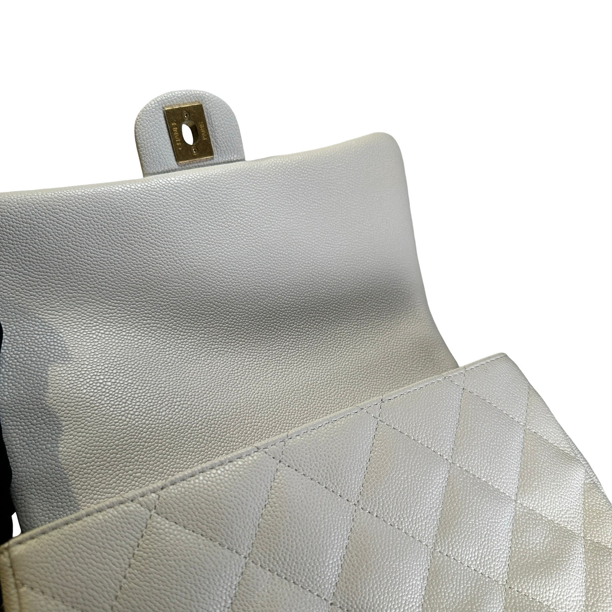 Used CHANEL Caviar Skin 23P Heart Crush Small Flap Bag Chain Shoulder Bag White GHW