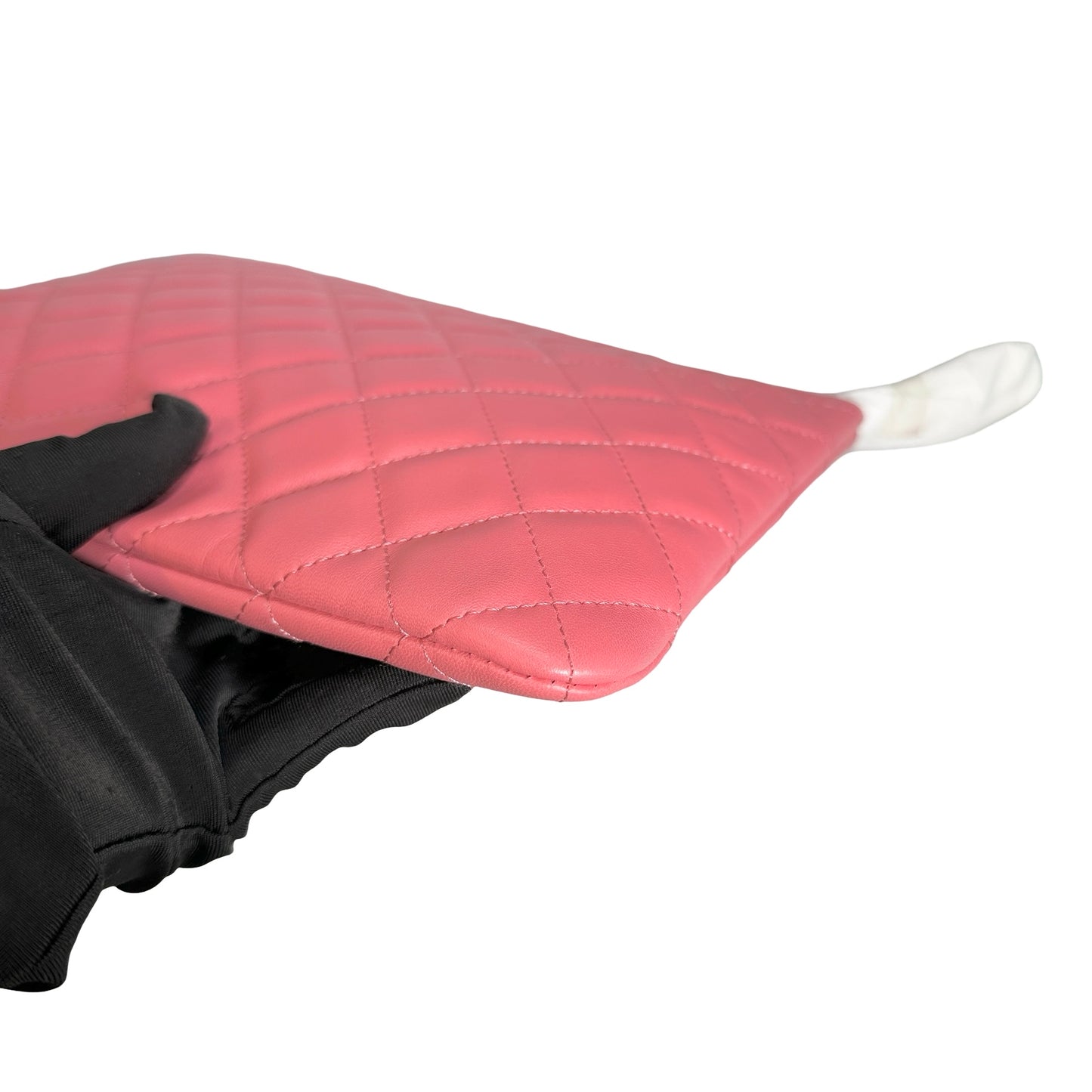 Used CHANEL Lambskin Cluth Clutch Pink PHW