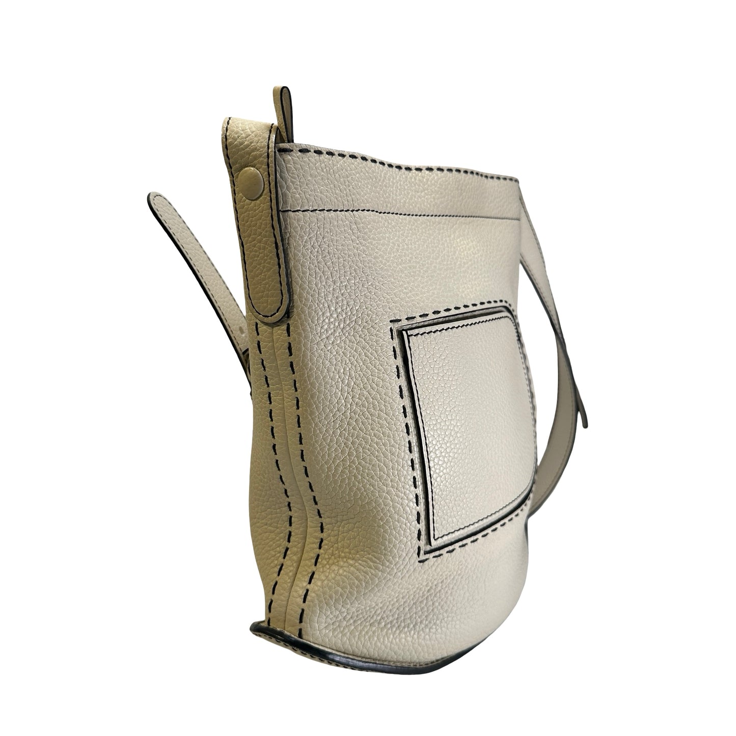 Used DELVAUX Leather Pebbled leather Pin Daily Cross body bag White PHW