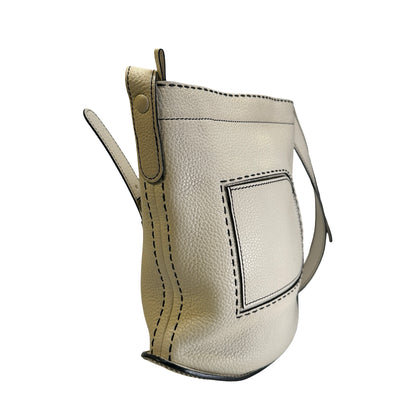 Used DELVAUX Leather Pebbled leather Pin Daily Cross body bag White PHW