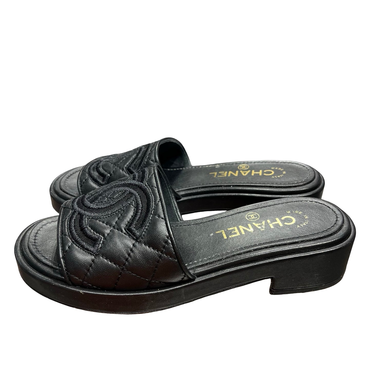 Used Chanel Slide Sandals Black