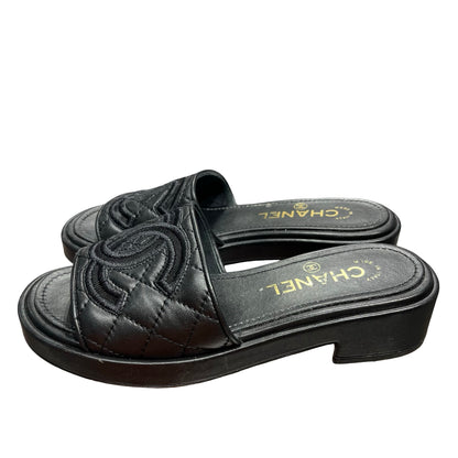 Used Chanel Slide Sandals Black
