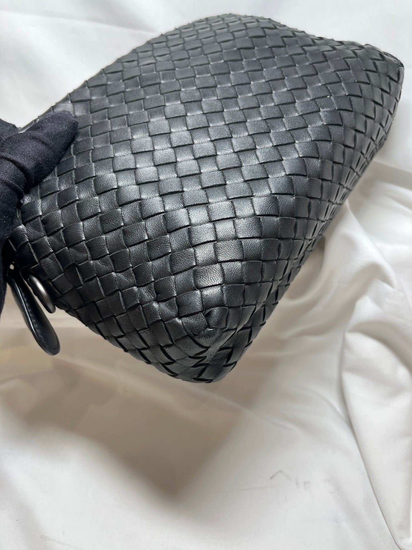 USED A Bottega Veneta Calfskin Leather Cross Body Bag Crossbody Bag Black