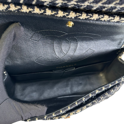 Used CHANEL Tweed 2.55 Small Shoulder Bag Black Beige