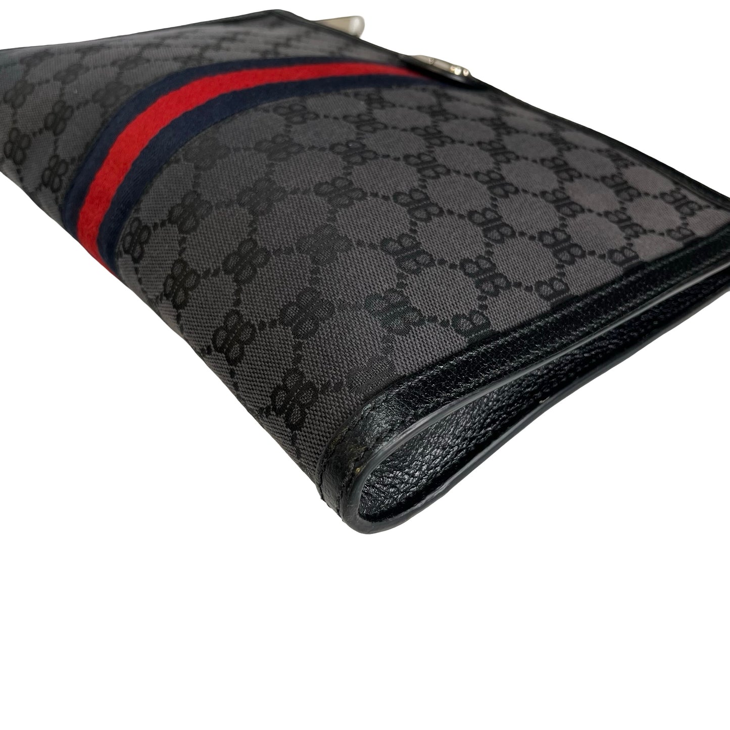 Used BALENCIAGA Canvas Web detail canvas pouch Pouch Black Red Blue