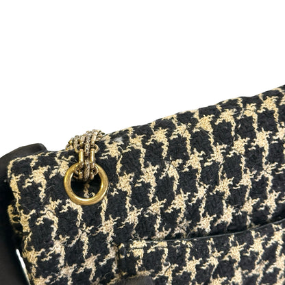 Used CHANEL Tweed 2.55 Small Shoulder Bag Black Beige