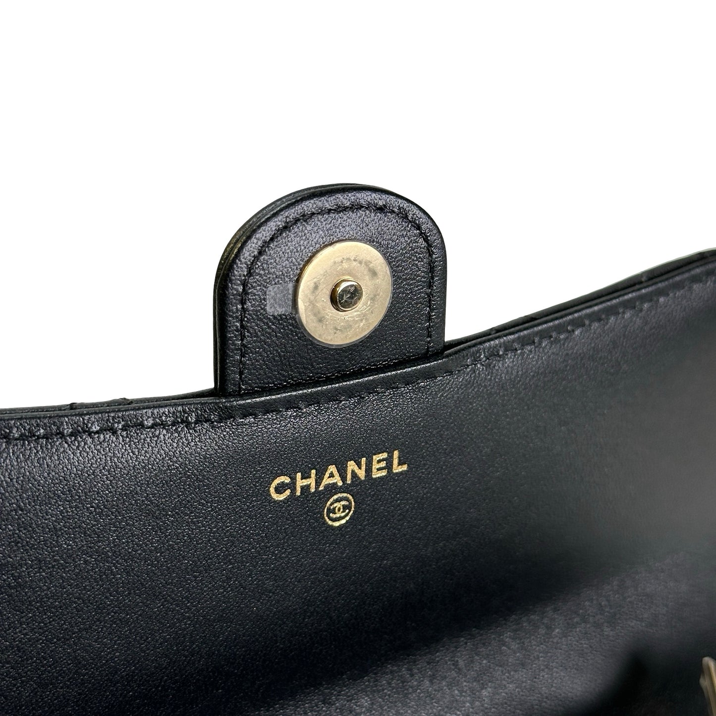 Used CHANEL Quilted Lambskin Phone Holder with Top Handle and Chain Crossbody Bag Black GHW