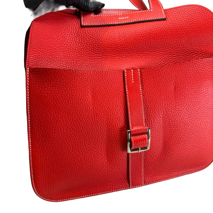 Used HERMES Clemence Halzan Shoulder Bag Red
