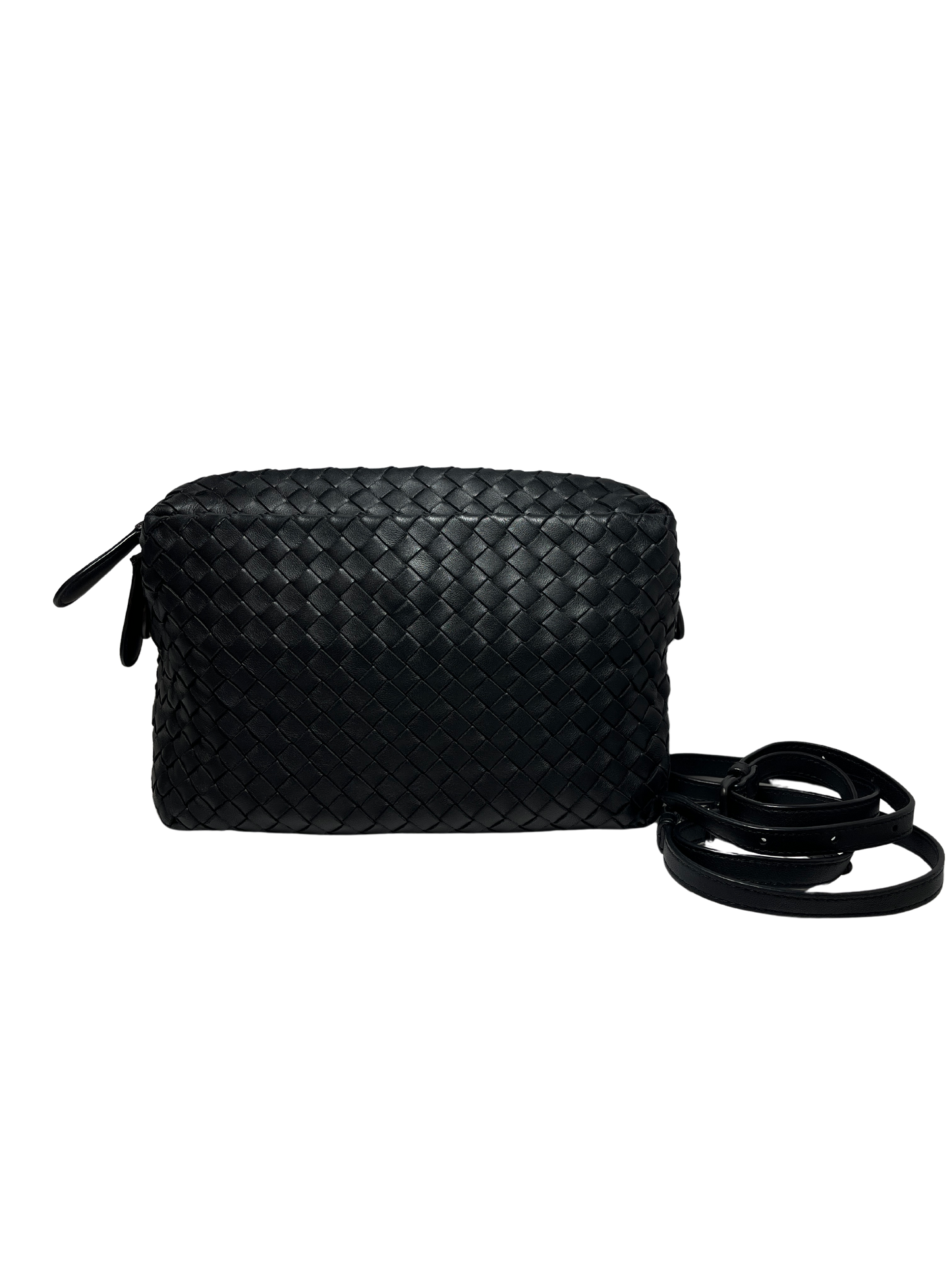 USED A Bottega Veneta Calfskin Leather Cross Body Bag Crossbody Bag Black