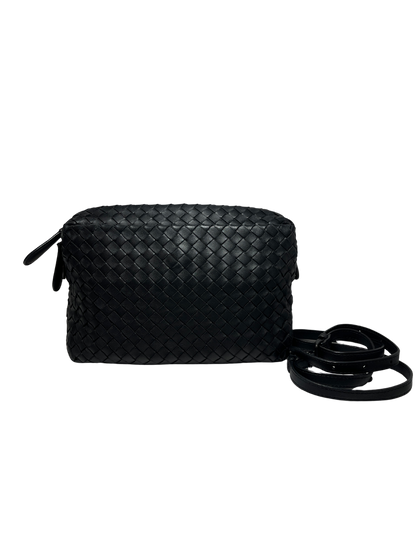 USED A Bottega Veneta Calfskin Leather Cross Body Bag Crossbody Bag Black