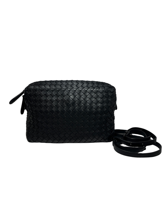 USED A Bottega Veneta Calfskin Leather Cross Body Bag Crossbody Bag Black