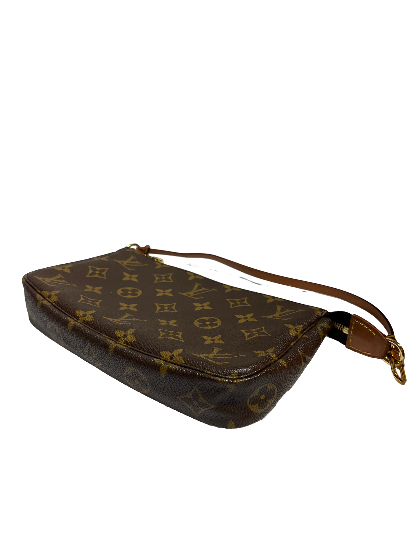 Used Louis Vuitton Canvas Pochette Shoulder Bag GHW Brown