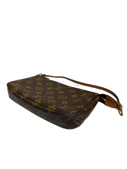 Used Louis Vuitton Canvas Pochette Shoulder Bag GHW Brown