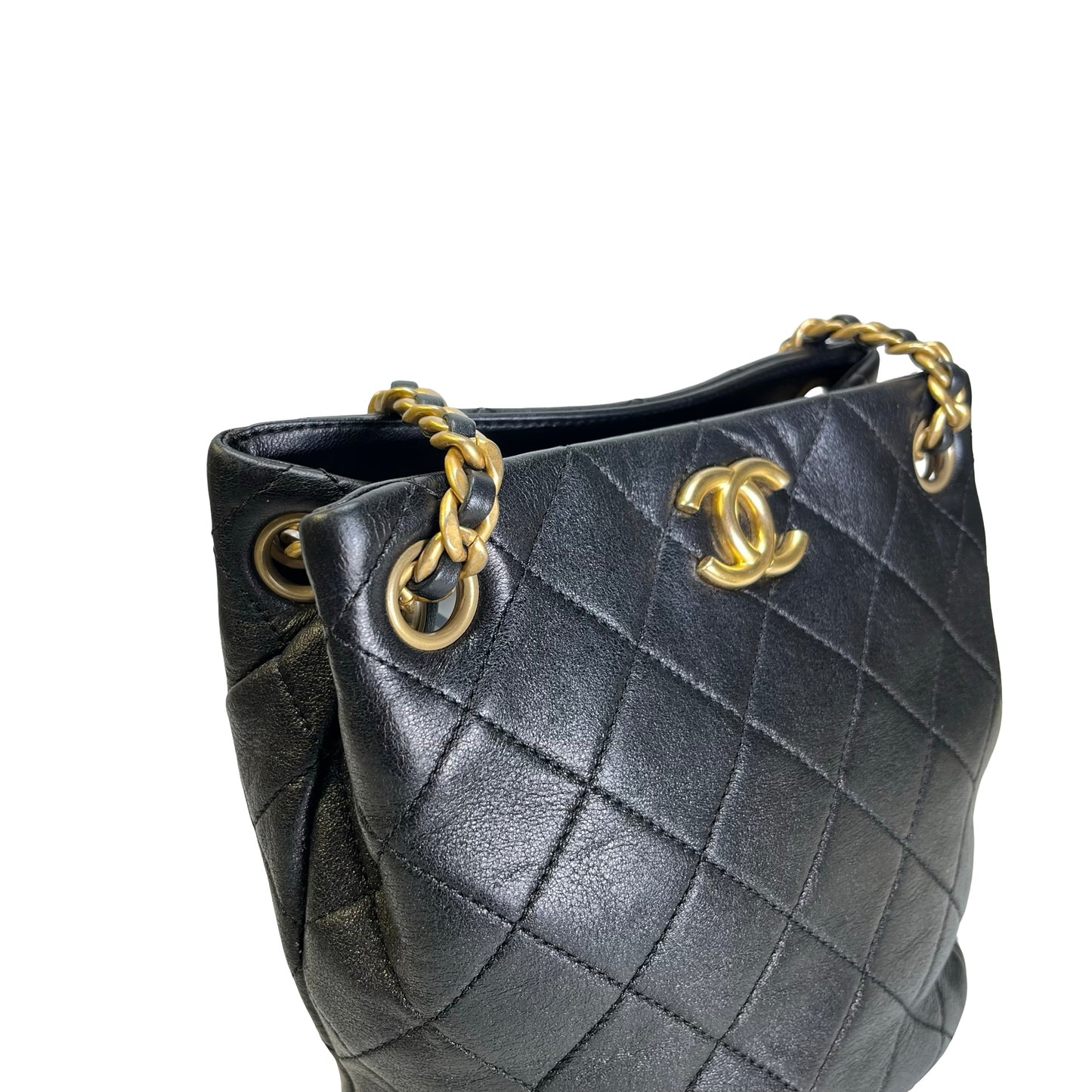 Used CHANEL Lambskin 23C Bucket Bag Black GHW
