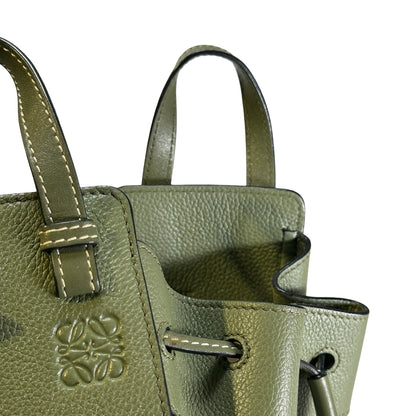 Used LOEWE Pebbled Calfskin Balloon Bag Bucket Bag Green Phw