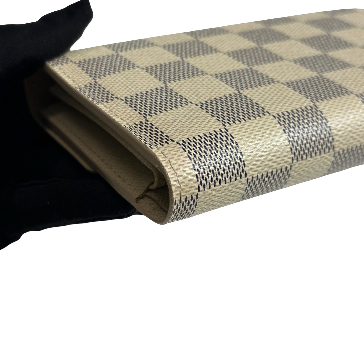 Used LOUIS VUITTON Damier Azur Canvas Portefeuille Sarah Long wallet White Blue