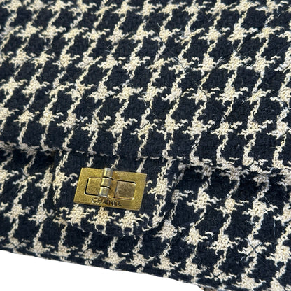 Used CHANEL Tweed 2.55 Small Shoulder Bag Black Beige
