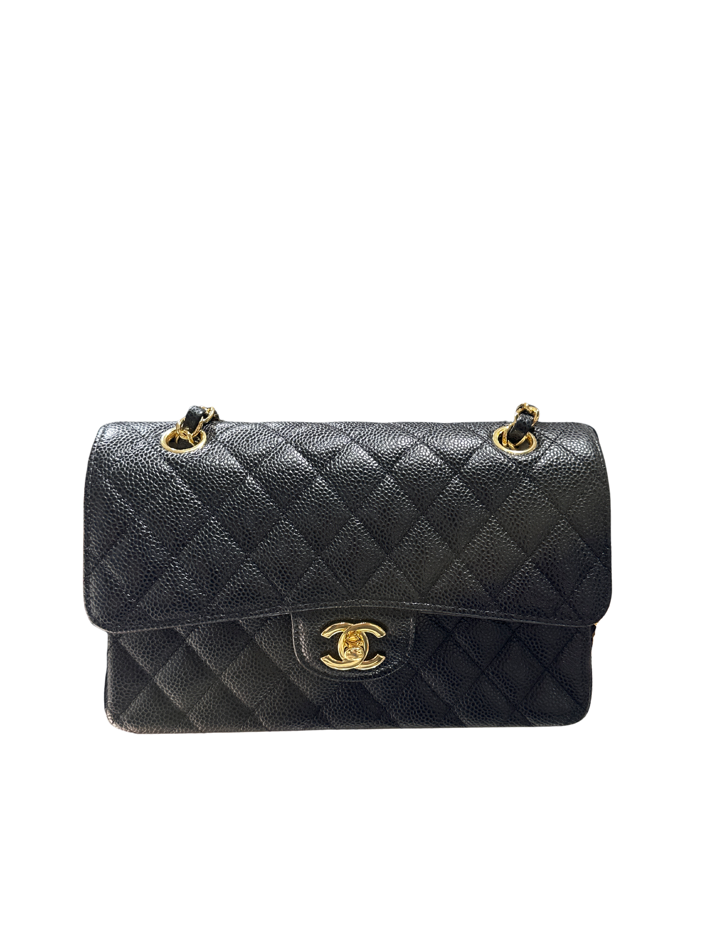 CHANEL Caviar Quilted CF23 Shoulder Bag Black Gold