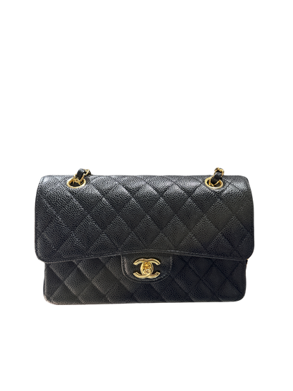 CHANEL Caviar Quilted CF23 Shoulder Bag Black Gold