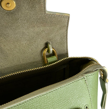 Used CELINE Grained Calfskin Pico Belt Bag Handbag Light Green
