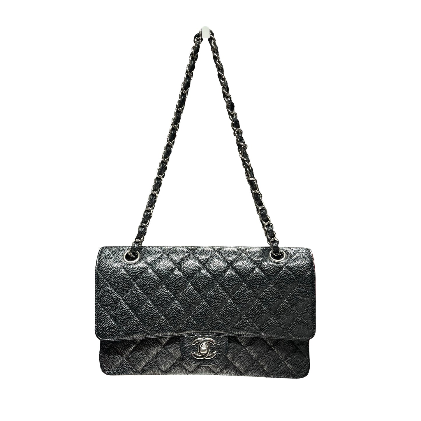 Used CHANEL Classic Flap Medium Shoulder Bag Black PHW