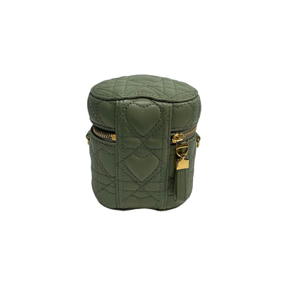 Used DIOR Cannage Lambskin Lady Dior Micro Vanity Case Vanity case Green GHW